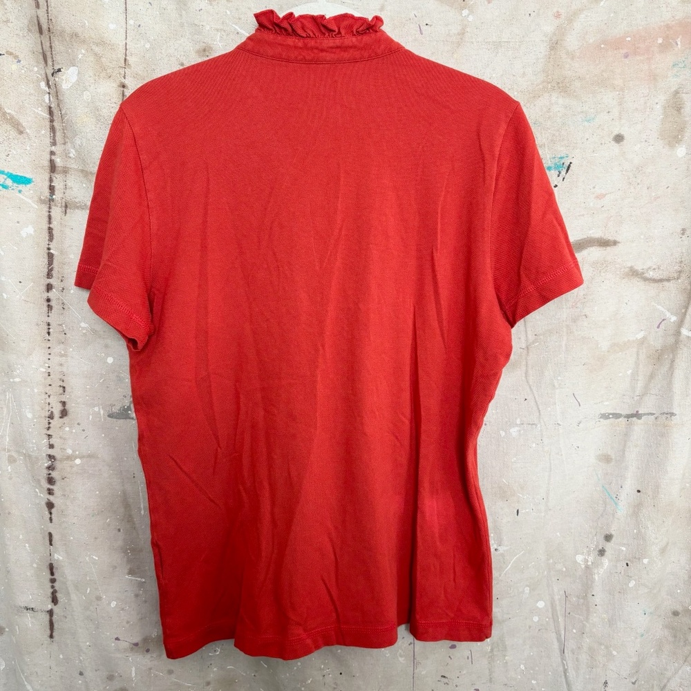 Tory Burch Lidia Ruffle Collar Polo Tee - Picture 4 of 5